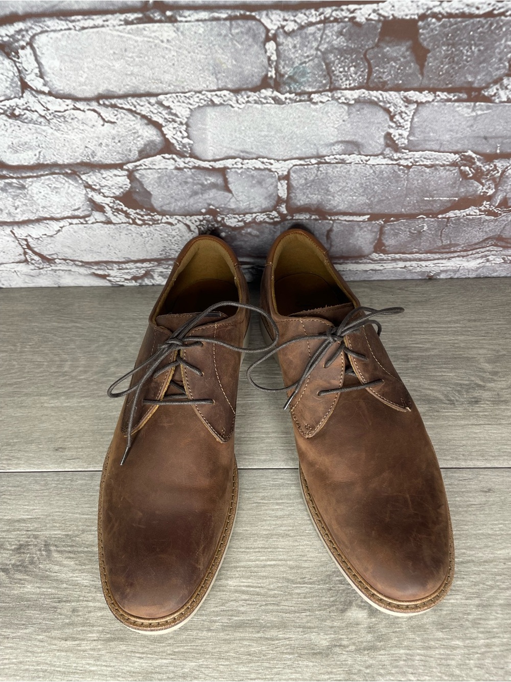 Florsheim Highpoint Cognac Brown Leather Plain Toe Oxfords shoes men sz 8M US/41